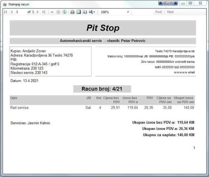 Program za AUTOSERVIS (automehanicare) RADNI NALOZI