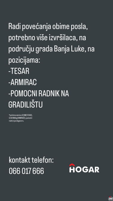 Potrebni Tesari i Armirači